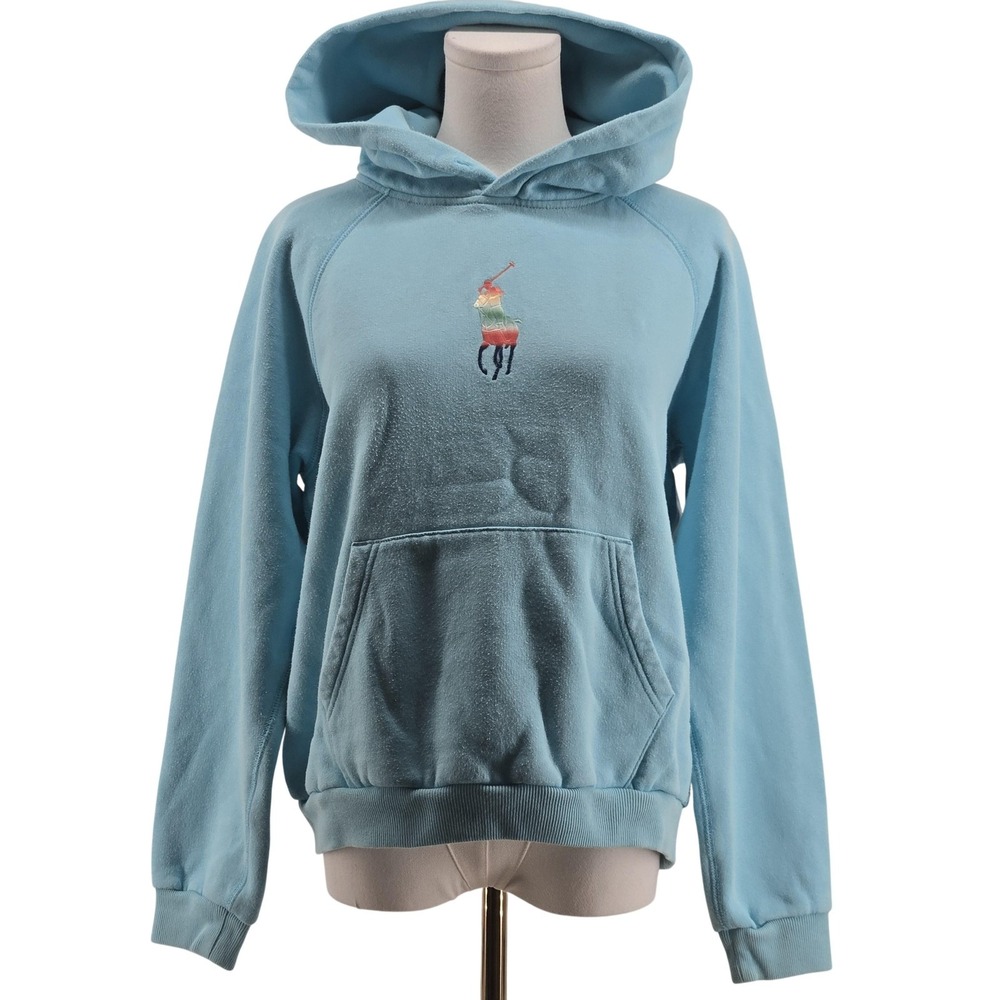 Polo Ralph Lauren Hoodie Girls XL Blue Pullover Lined Hooded Pockets Logo